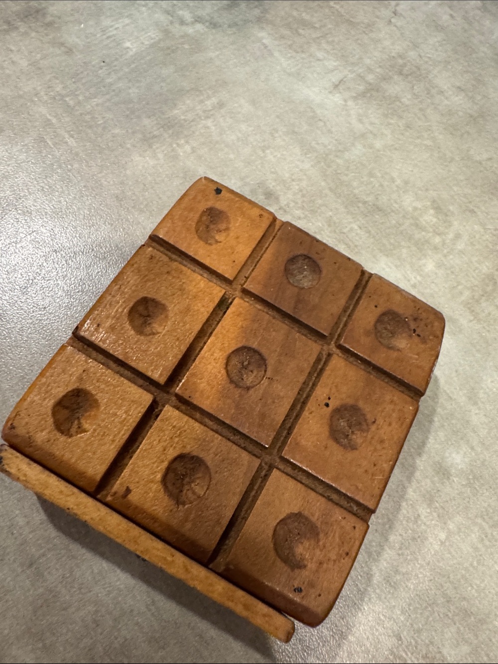 Vintage Wooden Tic-Tac-Toe Game Board